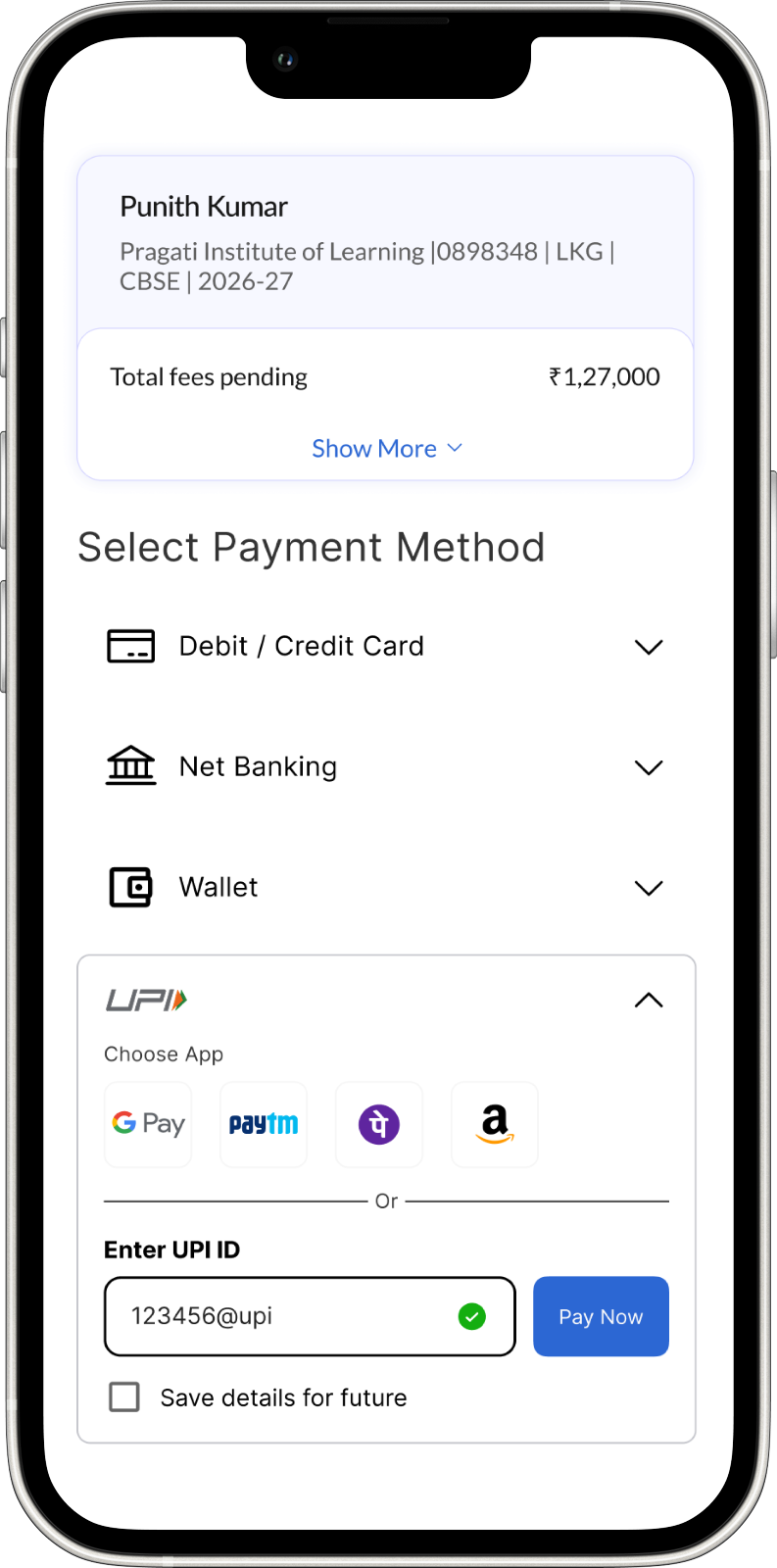 Jodo Pay payment methods shown on a mobile phone